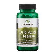 스완슨 Uric Acid Cleanse 요산 클린즈 60 베지 캡슐 타트체리 강황 유카 아티초크, 1개, 60개입