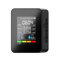 가스감지기 5인 1 디지털 온도 습도 센서 측정기 TVOC HCHO 검출기 공기 품질 모니터 이산화탄소 CO2 미터, 02 Black