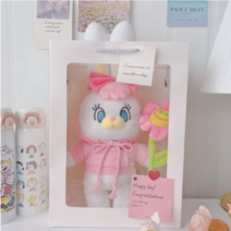 리코 인형 꽃다발 졸업식 기념일 생일 선물 세트, 리코 핑크 후드 인형 꽃다발 선물 세트