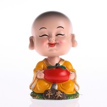 미니 불상 장군 부처상 새 차 불상 쿵푸 네 작은 승려 자동차 작은 석불 달마 아기 동자, 머리를 흔드는 작은 스님평화