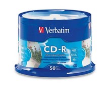 Verbatim CD-R 700MB 52X 실버 잉크젯 인쇄 가능 - 50pk 스핀들 50-디스크 (95005), Silver Inkjet 50pk