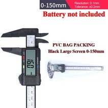 측정 도구 디지털 버니어 캘리퍼스 150mm 6 인치 LCD 디스플레이 페이코미터 게이지 마이크로 미터 탄소 섬유 교정기 목공, Plastic Black 150mm