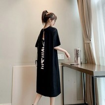 뒷 반전 트임 500131 프린팅 원피스 롱 반팔 달라스