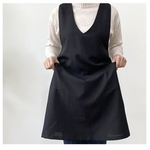 강남콩 블랙앤시크 앞치마 블랙 폴리 원피스 빅사이즈 브이넥 앞치마66 홈웨어