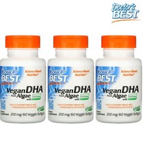[3개세트] 닥터스베스트 비건 DHA algae 알개 200mg 60정 베지캡슐 오메가3 도코사헥사엔산 스키조키트리움 미세조류 부모님 가족 남성 여성 직장인