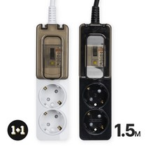 파워존 1+1 4000w 고용량 누전차단 멀티탭 2구 1.5M 화이트 블랙, 화이트 1.5M_2개