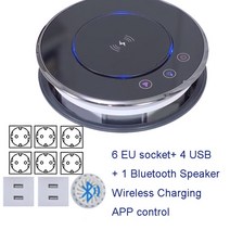 콘센트 4 개 USB 케이블 멀티소켓어댑터 확장 충전기 더블 포트콘센트 고품질 전기 리프팅 소켓 숨겨진 탁상 전동 팝업 개폐식 무선 충전 TUYA EU US BR 표준, 7.EU Standard 3  블랙 올 블랙