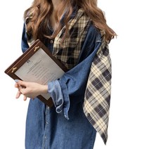 ANYOU 여성 페션 단추 롱 셔츠 데님 원피스