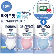 크리넥스 라이트핏 쿨 마스크 컬러 15매 대형 중형 소형 화이트 핑크 블루, 로즈 핑크, 중형 15매(5매입 3팩)
