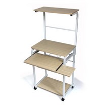 (DIY조립)바퀴달린 스틸 선반형 컴퓨터책상600 스웨덴 DESK 대학생용 목재, 화이트