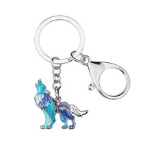 BAMAY Enamel Alloy Novelty Wolf Keychain for Women Girls Animals Keyring Bag Wallet Charms Gifts