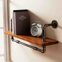 [천삼백케이] [웰데코] 파이프선반(SB-005)-판재사이즈(20cmx70cm), 월넛빈티지,20cmx70cm
