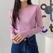 루시 실키 텐셀 스판 라운드 긴팔 티셔츠