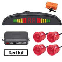 차선이탈경고장치 자동차용품자동차 LED 주차 센서 키트 4 22mm 역방향 레이더 사운드 경고 표시기 시스템, 03 빨간