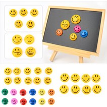 골든트리 스마일 냉장고 자석 칠판자석 메모홀더 마그넷, 소 컬러 (3cm) 12개입