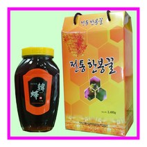 지리산 뱀사골 토종꿀 영농조합 전통 재래방식 한봉 벌꿀 토종꿀 유리병, 2.4kg, 1개