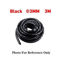 새로운 나선형 랩 슬리브 튜브 3mm4mm5mm6mm8mm10mm 난연성 케이블 보호 밴드 권선 파이프 와이어, 3mm 3m 블랙