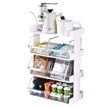 탕비실 커피정리함 벽부착 스탠드 겸용 티백정리함 다용도 수납함 티박스 약보관함 사무실 커피 캡슐 보관함 홈카페 정리함 대용량 3단 6구, 아이보리, 1개