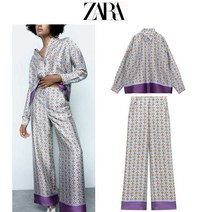 기하학 그래픽 실크 ZARA 자라 여성 투피스 세트