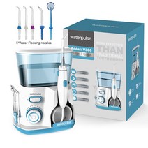 구강세정기 구강세척기 구강 세정기 파워 워터 플로스 치과 위생 플로서 5 노즐 10 단계 20-120PSI, [02] Blue, [03] AU