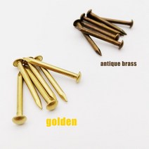 트랙터 의자 부품 골동품 황동 청동 황금 직경 100mm 1.2mm 1.5mm 순수 구리 작은 미니 둥근 머리 못 압정, 01 golden_02 100pcs 1.2x10mm