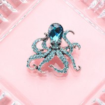 남자브로치 정장악세사리 브로치 octopus enamel pin blue rhinestones octopus brooches pins for women men cute sea
