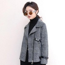 FANSYLI 여성 봄가을 체크 모직 정장 루즈핏 트렌디한 분위기 얇은 반코트 W8ALL05
