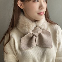 워더미 ﻿﻿웜 보들 페이크 밍크 니트 리본넥 머플러 목도리 4컬러 W336