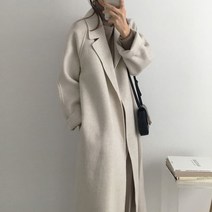 저무리 여성 우아한 롱 울 코트 벨트 솔리드 컬러 긴 소매 세련된 겉옷 여성 드롭 숄더 오버 코트 2021