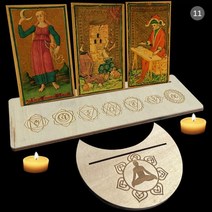 타로책 스프레드천 동양 카드 종류 예쁜 초보 세트 le tarot 나무 트리플 문 스탠드 타로 캔들 디스플레이 홀더 제단 용품 여성 남성 선물 2 개 4 신제품, CHINA, 11