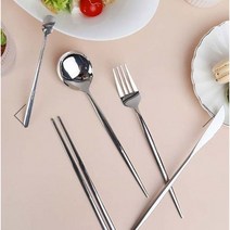 스텐 심플 모던 커트러리 (블랙 로즈골드 실버) 6type, 롱티스푼