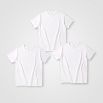 we WON 남녀공용 30수 라운드 반팔티 화이트 3장