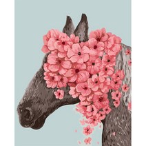 votgl diy 유화그리기 풍경 꽃 동물 유화그리기세트 40 x 50cm액자 포함, 008 말