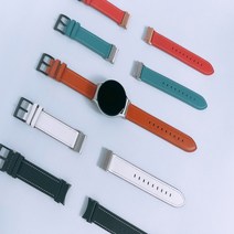 갤럭시 워치6 40 44 43 47mm 골프에디션 날개형 원터치 고급 가죽 시계줄 밴드 스트랩 줄질 SM-R930/R940/R950/R960 호환, 커넥터-실버, 레드