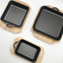 . 무쇠 주물팬 IH 모든열원 콘치즈 철판 스테이크팬 후라이팬, 1개, 정사각 24cm