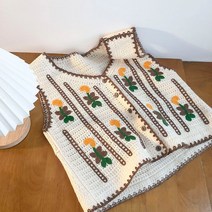 손뜨개조끼 오버핏 롱 크롭 니트조끼 봄과 가을 야외 빈티지 니트 조끼 카디건 여성용 자수 매칭 스커트 초가을 코트