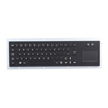 [해외] 방수 USB 표준 블랙 스테인레스 스틸 산업용 금속 키오스크 키보드 내장 마우스 터치 패드, Spanish Layout, PS2 Interface
