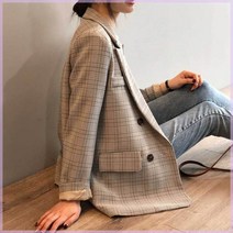 여자 원버튼 체크 마이 봄 자켓 데이트 나들이 패션 여성 하프 예쁜 이쁜 베이 지 코디 7oi 캠핑 기본 여행 휴양 데일리 편안한 휴가 심플 직장인 바캉스 해변 바닷가 해수욕장