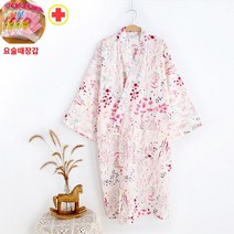 여름 순면 코튼 얇은 샤워가운 여성 골프 호텔 커플 파자마 목욕 사우나 바스로브, 엘레강스 플로럴, M