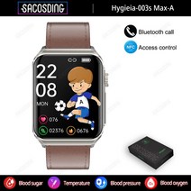 스마트워치밴드건강 혈당 온도 스마트 워치 NFC 블루투스 통화 ECG + HRV 모니터 방수 스포츠, 11 Leather silver brown