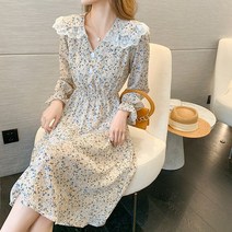 블링앤수 여성 봄 플레어 레이스 플라워 미디 원피스 KZZ659