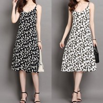 예쁜 플라워 무늬 끈나시 A라인 여친룩 데일리 원피스