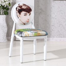 복고풍 빈티지 레트로 포인트캐릭터의자 카페 육각 원형 철제 인조가죽 식탁의자, 흰테의대미녀 + 표준