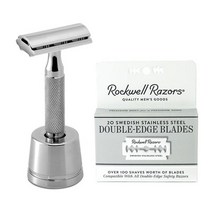 스콥 Rockwell 스타터킷 6C 6C면도기 스텐드 면도날20팩 - 다크실버