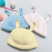 아기 토끼 신생아 뜨개 모자 DIY 동영상 패키지 키트 계묘년 흑토끼띠 태교 코바늘뜨개, 735개나리
