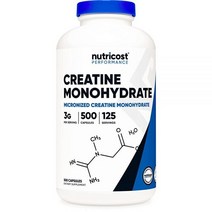 Nutricost 크레아틴 모노하이드레이트 3000mg 500정, 500 Count (Pack of 1), 1개