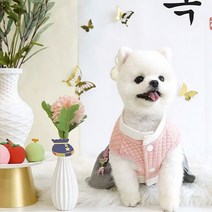 포메라니안강아지한복 말티즈 비숑 푸들 보더콜리 요크셔테리어 프렌치불독 시츄 치와와 스피츠 설날한복세트 소형 중형용 개량한복, 화이트