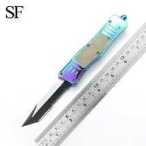 매직 616 6 헤비 듀티 야외 OTF 자기 방어 나이프 전기 도금 컬러 공예 440 블레이드 미니 키 나이프 장식, 1개, 05 208cm medium
