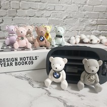 오메이드 로고 곰돌이 차량용 석고방향제+향 5ml+선물상자포장, 잉글리쉬페어&프리지아