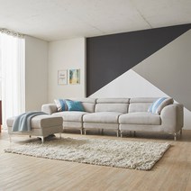 루온퍼니처 카누 아쿠아텍스 4인용 5인 코너형 패브릭 소파, 라이트그레이